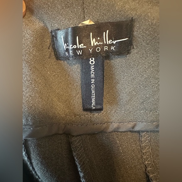 Nicole Miller NY Pants sz 8 Gray Flat Front Pockets Wide Leg Capri - Picture 8 of 16